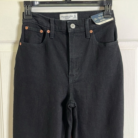Abercrombie & Fitch The 90's Straight Curve Love Jeans Women's 24 Black - Picture 3 of 15
